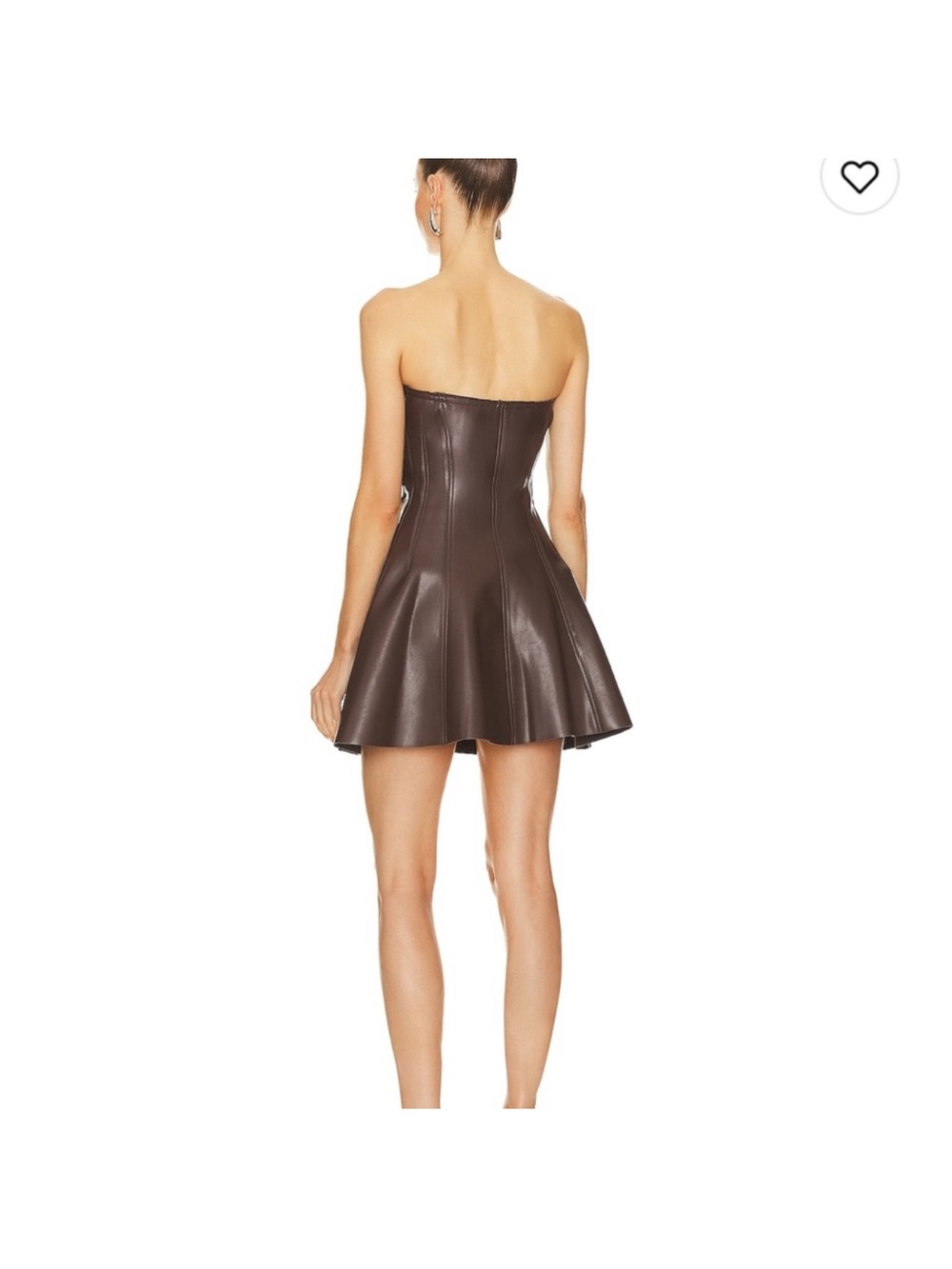 Norma Kamali Brown Strapless Faux-Leather Fit-and-Flare Dress - Picture 2 of 4